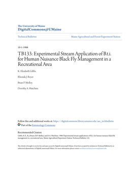 Experimental Stream Application of Bti for Human Nuisance Black Fly