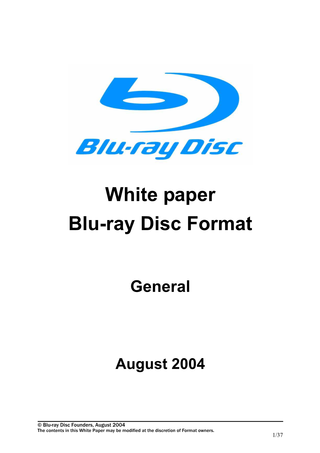 White Paper Blu-Ray Disc Format
