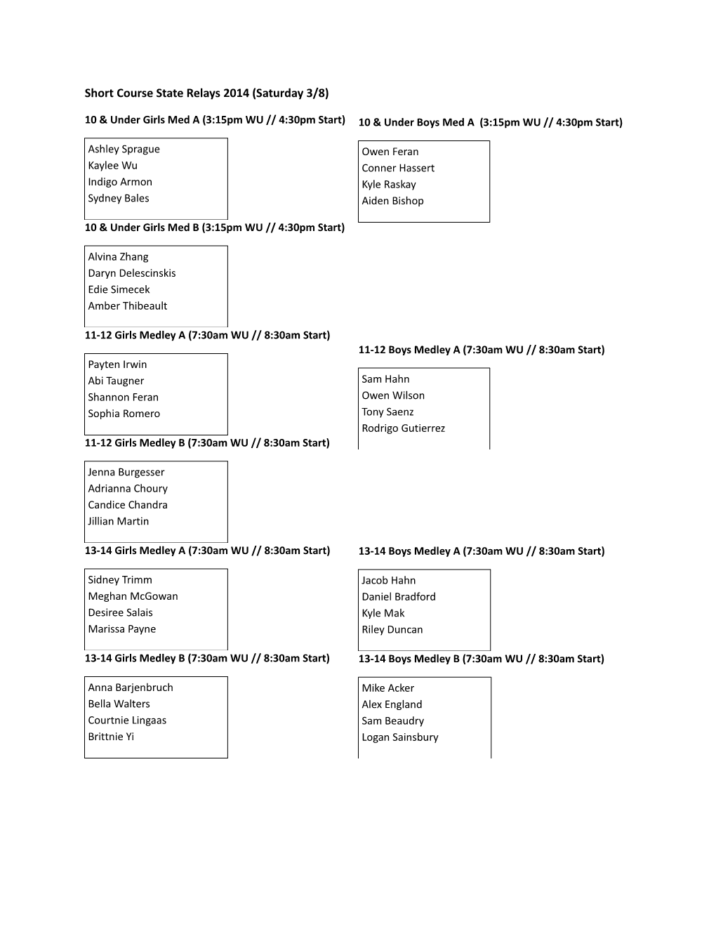 10 & Under Girls Med a (3:15Pm WU 4:30Pm Start)