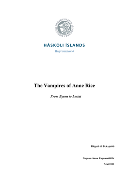 The Vampires of Anne Rice