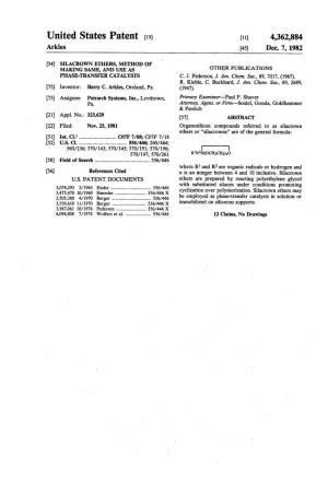 United States Patent (19) 11 4,362,884 Arkles (45) Dec