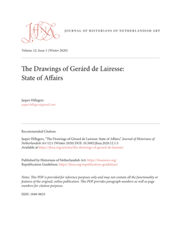 The Drawings of Gerárd De Lairesse: State of Affairs