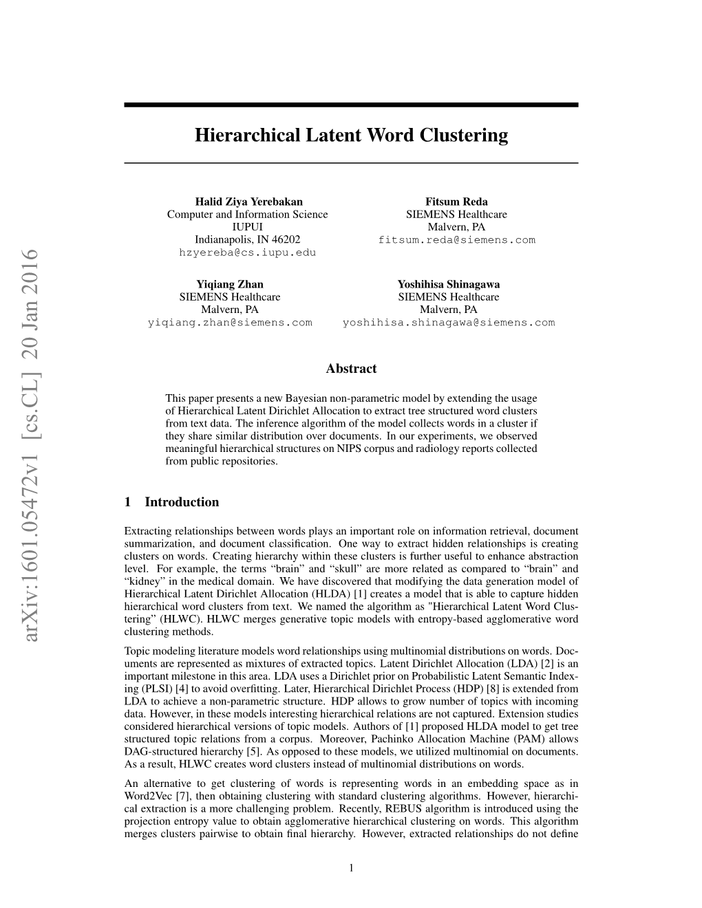 Hierarchical Latent Word Clustering