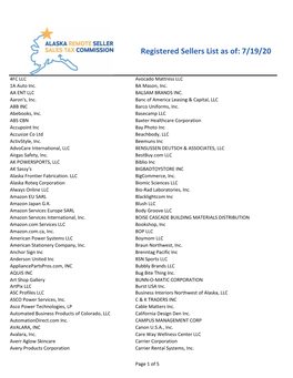 Registered Sellers List As Of: 7/19/20
