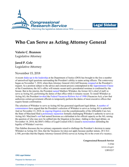 Who Can Serve As Acting Attorney General