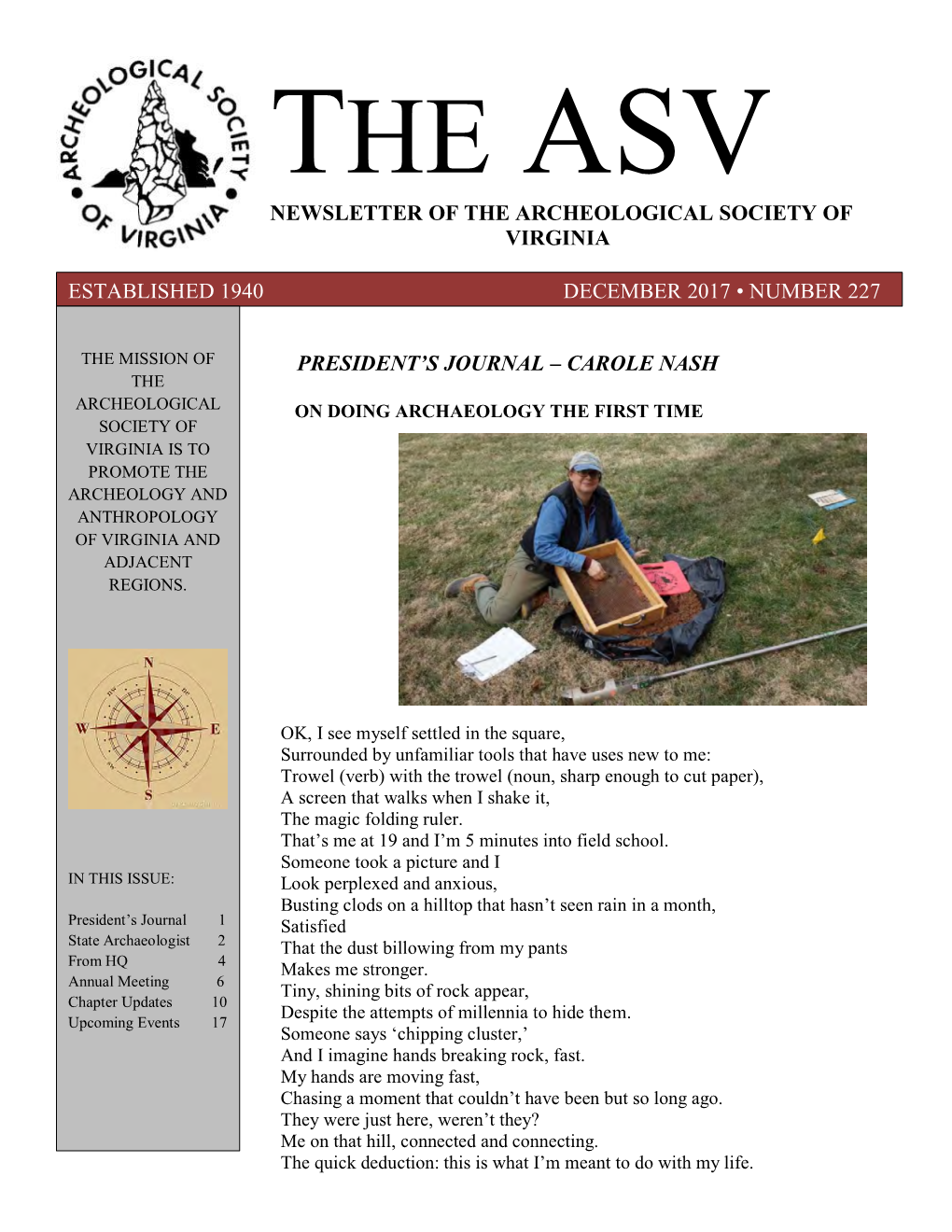 Newsletter of the Archeological Society of Virginia