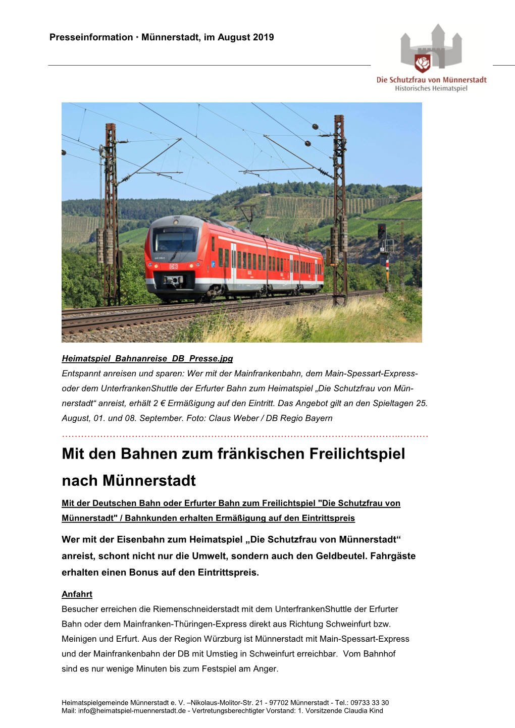 Mit Den Bahnen Zum Fränkischen Freilichtspiel Nach Münnerstadt