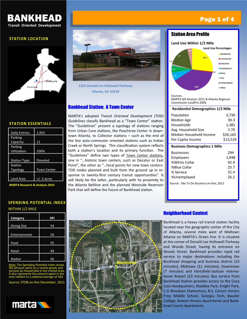 BANKHEAD Page 1 of 4 Transit Oriented Development Station Area Profile STATION LOCATION Land Use Within 1/2 Mile