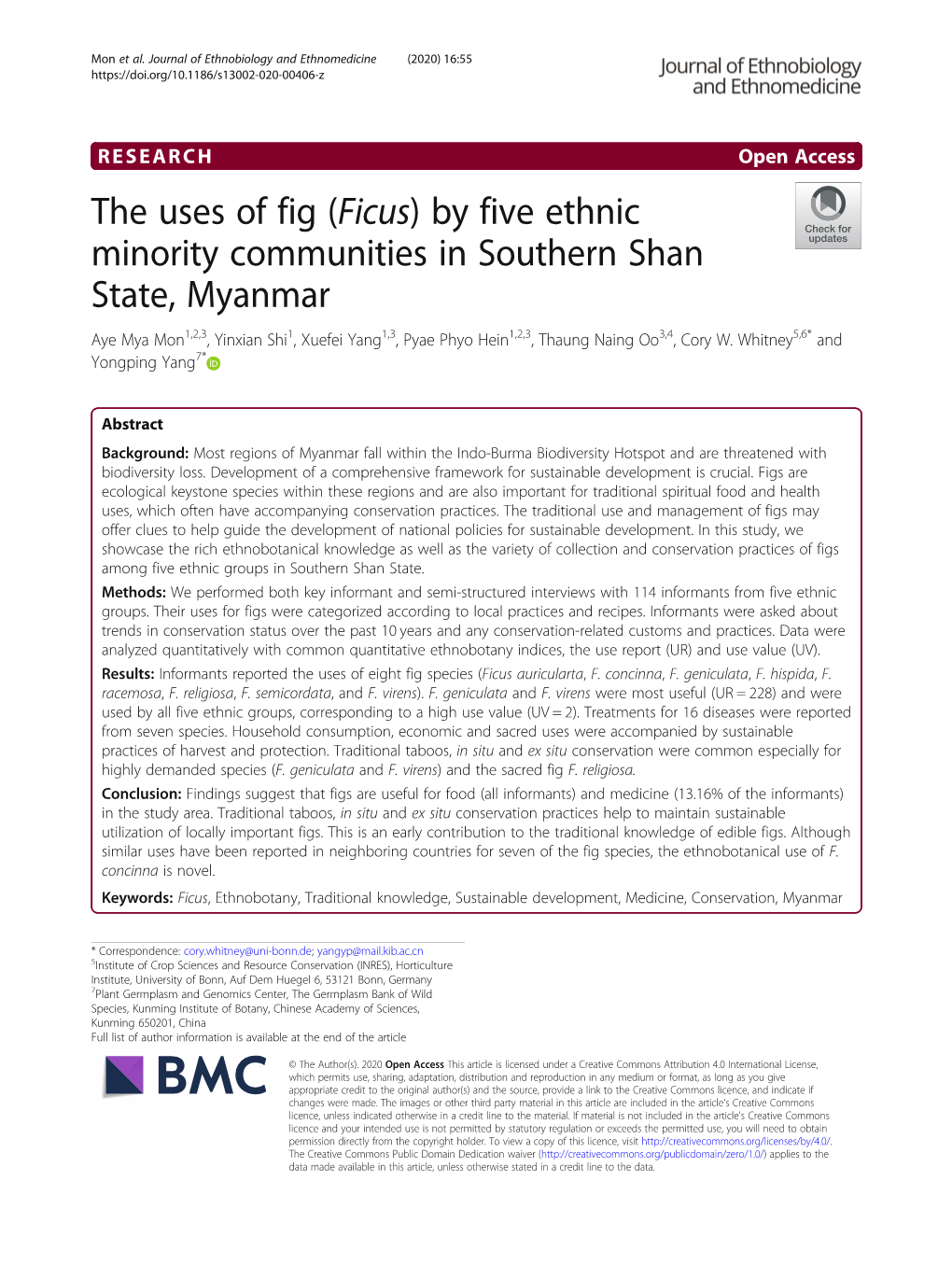 The Uses of Fig (Ficus) by Five Ethnic Minority Communities in Southern