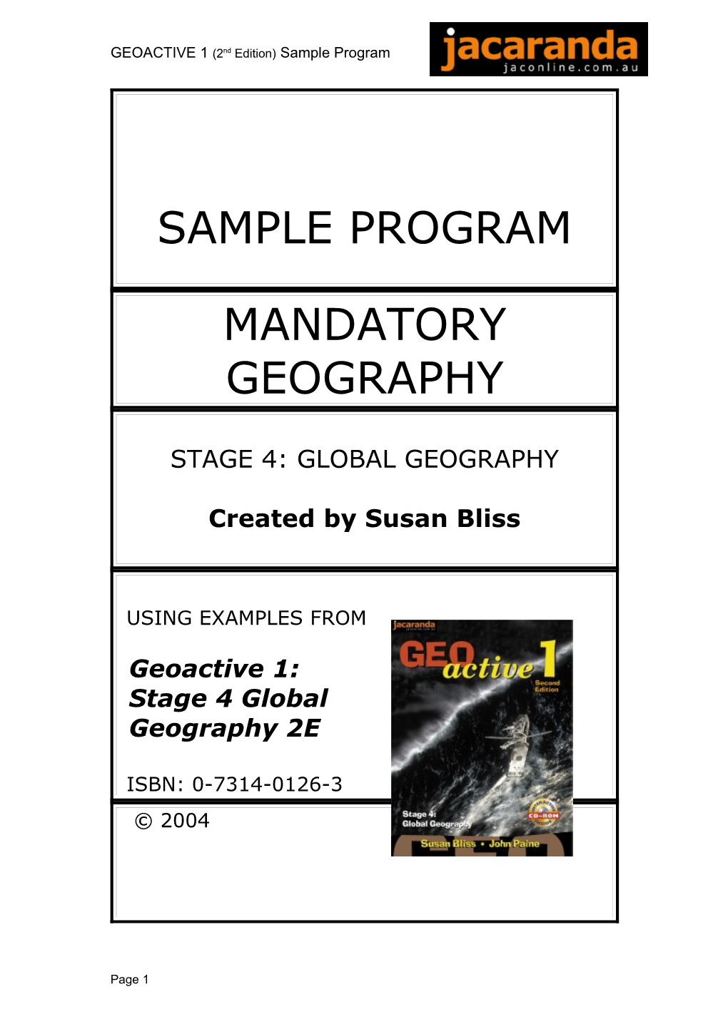 GEOACTIVE 1 (2Nd Edition) Sample Program