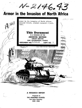 Armor in the Invasion of North Africa