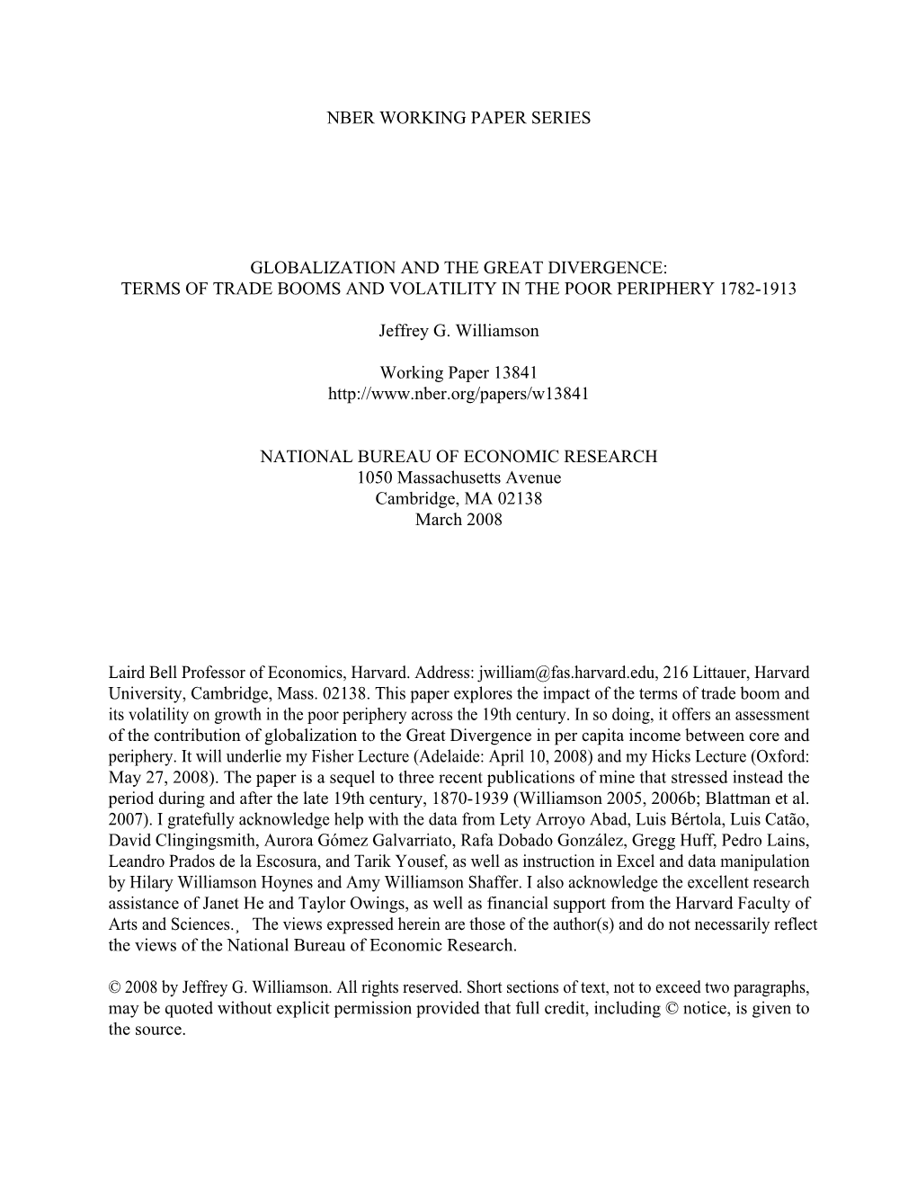 Globalization and the Great Divergence: Terms of Trade Booms and Volatility in the Poor Periphery 1782-1913