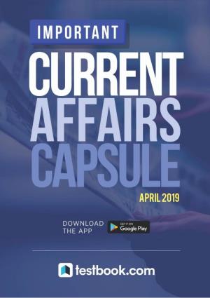 Current Affairs Monthly Capsule I April 2019 Curren 1