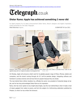 Dieter Rams: Apple Has Achieved Something I Never Did