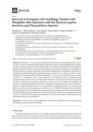 Survival of European Ash Seedlings Treated with Phosphite After Infection with the Hymenoscyphus Fraxineus and Phytophthora Species