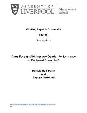 Does Foreign Aid Improve Gender Performance in Recipient Countries?