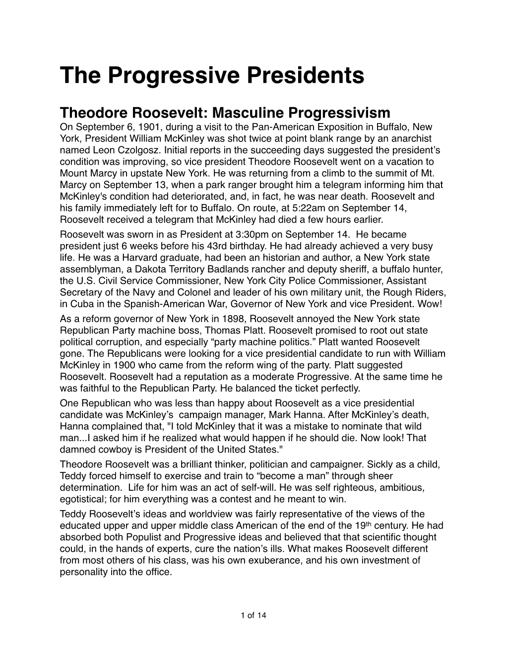 The Progressive Presidents