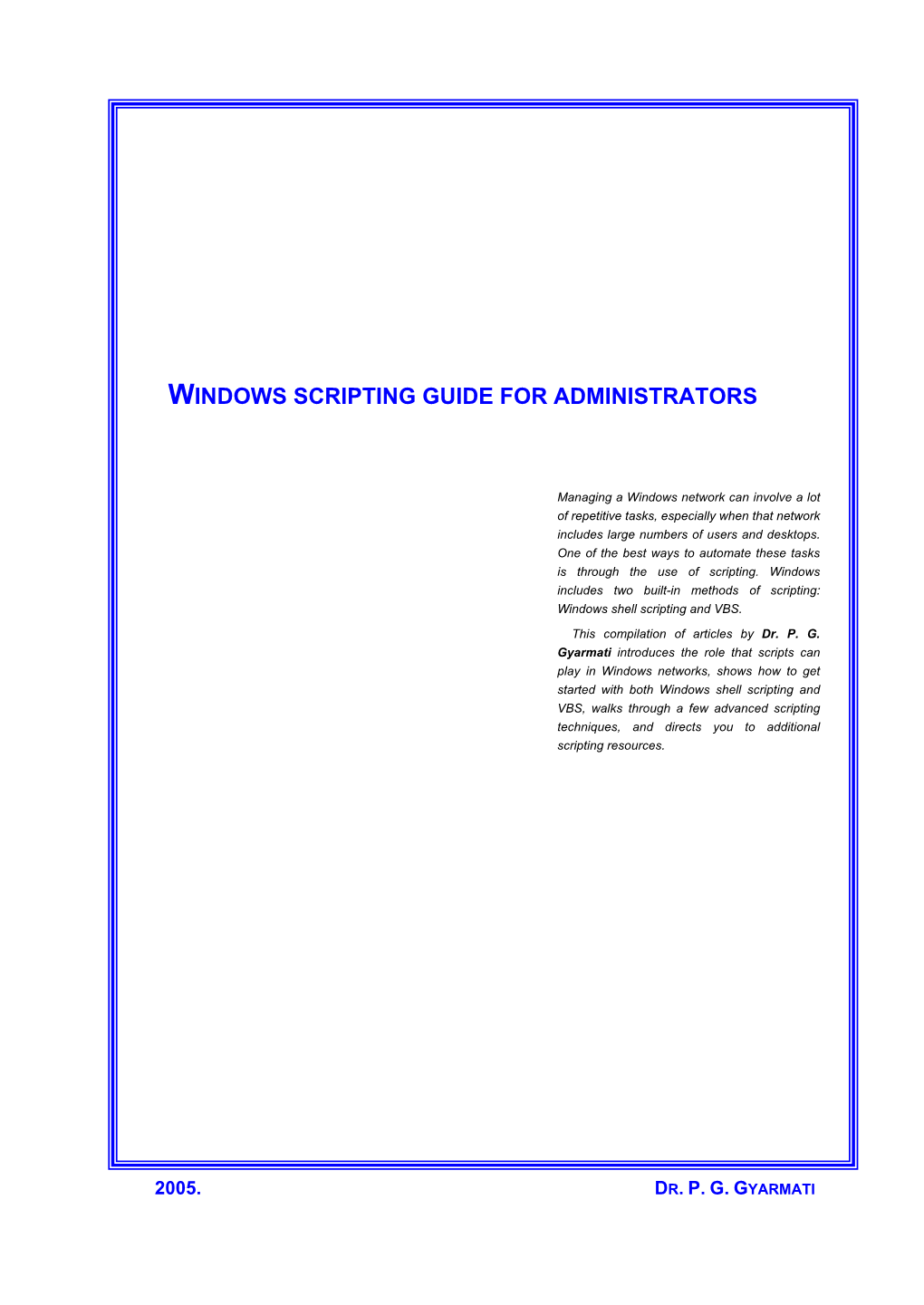 Windows Scripting Guide for Administrators