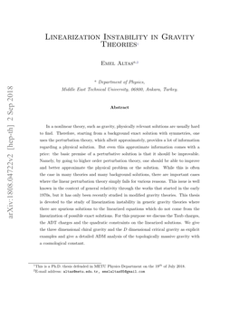 Linearization Instability in Gravity Theories1