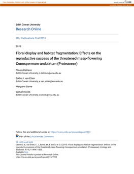 Research Online Floral Display and Habitat Fragmentation: Effects on The