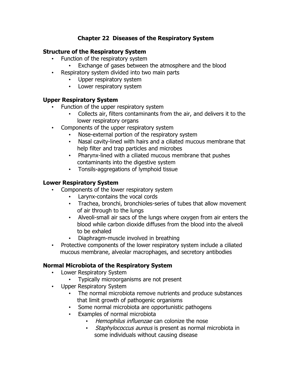 Chapter 22 Diseases Of The Respiratory System