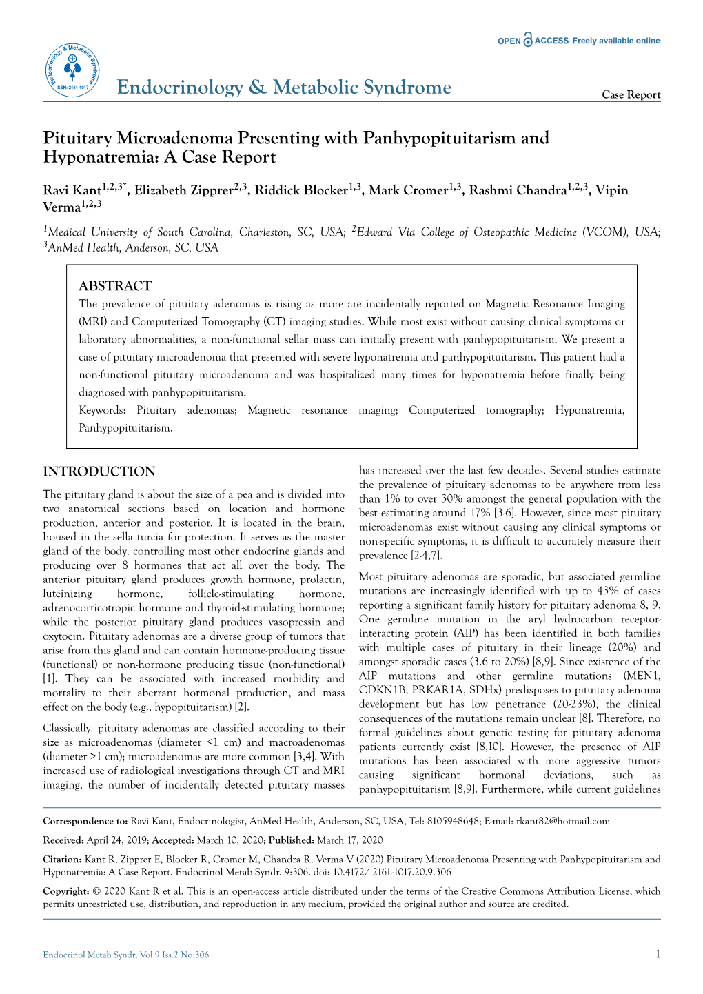 Pituitary Microadenoma Presenting with Panhypopituitarism and Hyponatremia: a Case Report