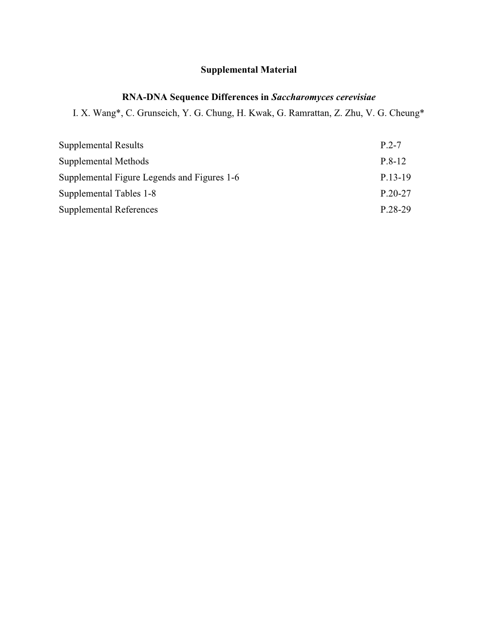 Supplemental Material RNA-DNA Sequence Differences in Saccharomyces Cerevisiae IX Wang*, C. Grunseich, YG Chung, H. Kwak