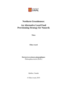 Northern Greenhouses: an Alternative Local Food Provisioning Strategy for Nunavik