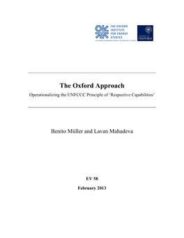 The Oxford Approach Operationalizing the UNFCCC Principle of ‘Respective Capabilities’