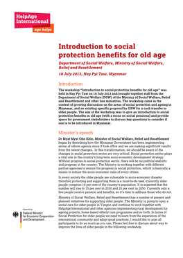 Introduction to Social Protection Benefits for Old