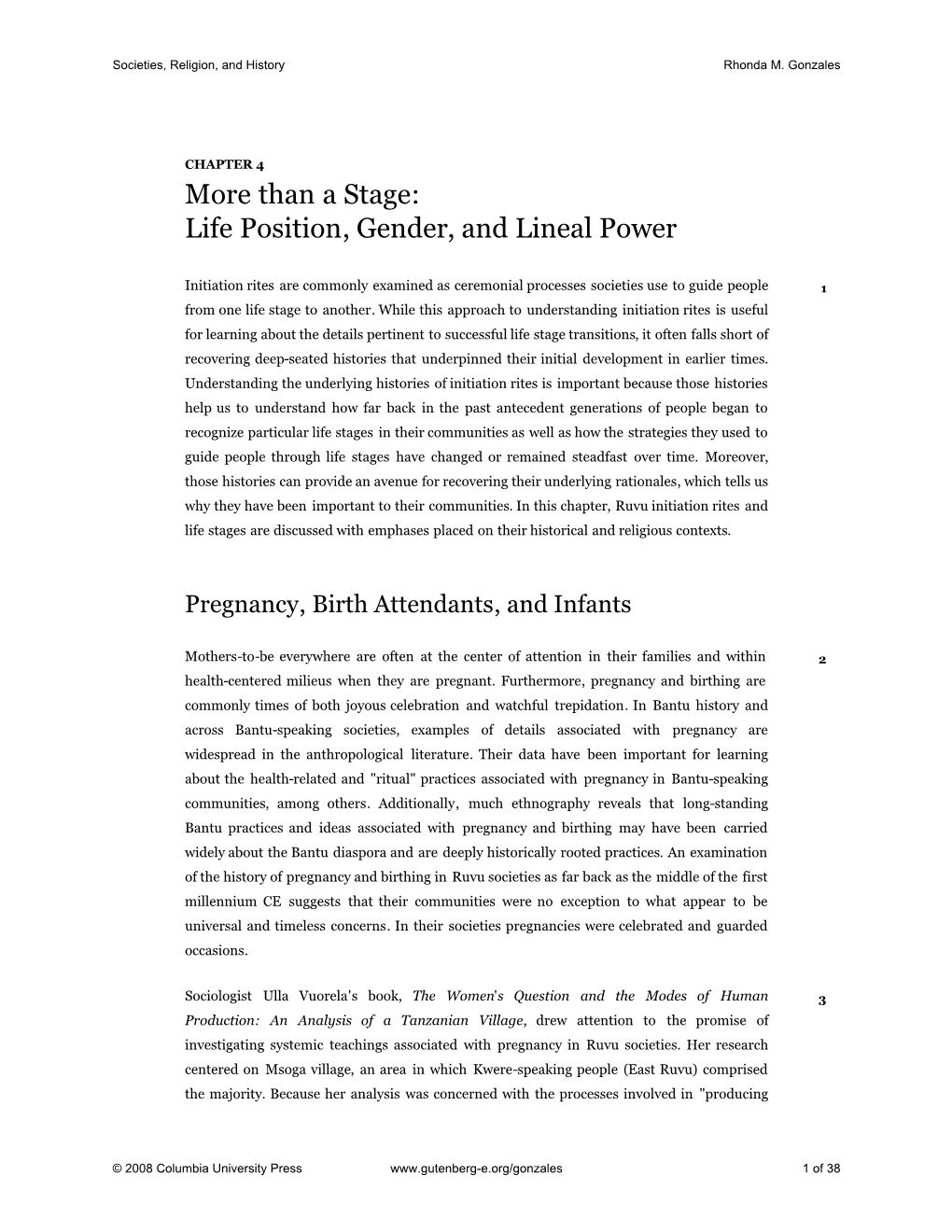 CHAPTER 4 More Than a Stage: Life Position, Gender, and Lineal Power