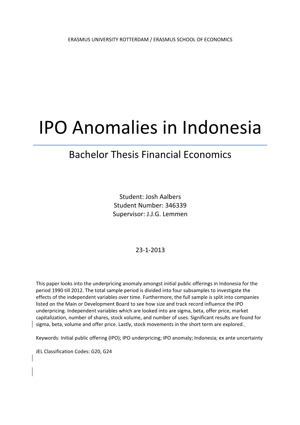 IPO Anomalies in Indonesia