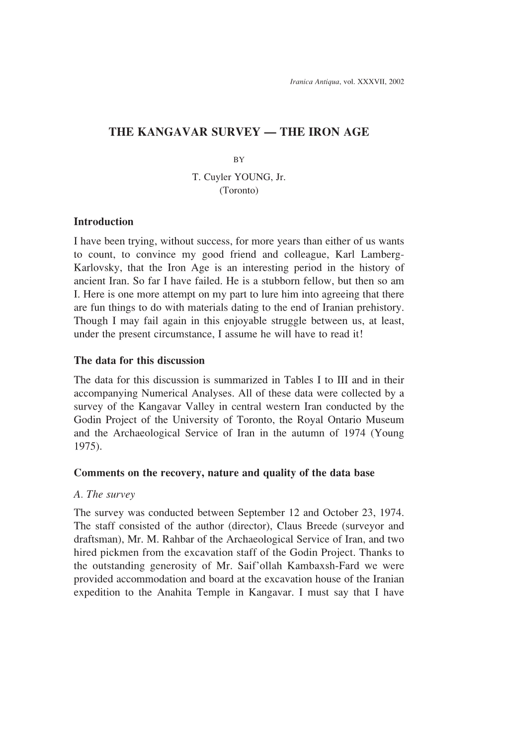 The Kangavar Survey — the Iron Age