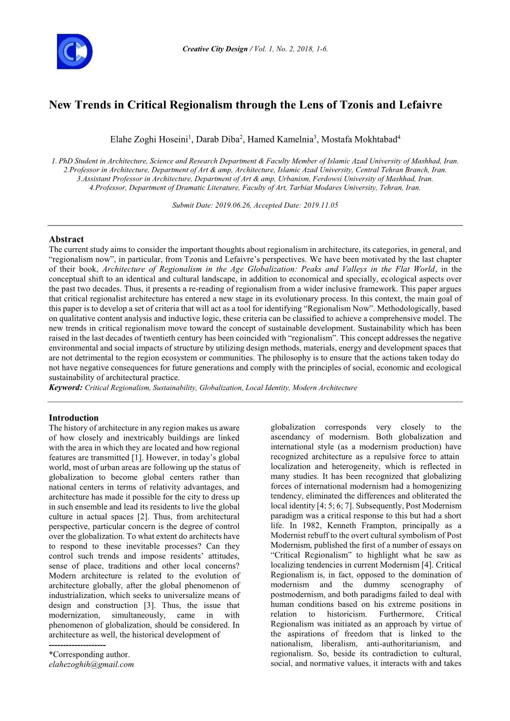 New Trends in Critical Regionalism Through the Lens of Tzonis and Lefaivre