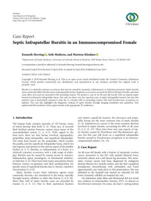 Case Report Septic Infrapatellar Bursitis in an Immunocompromised Female