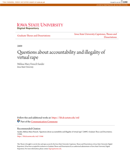 Questions About Accountability and Illegality of Virtual Rape Melissa Mary Fenech Sander Iowa State University
