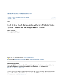 Baxell, Richard. Unlikely Warriors: the British in the Spanish Civil War and the Struggle Against Fascism