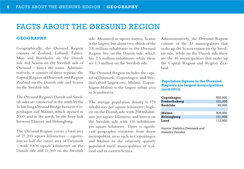 Facts About the Øresund Region | Geography Øresund Trends 2012