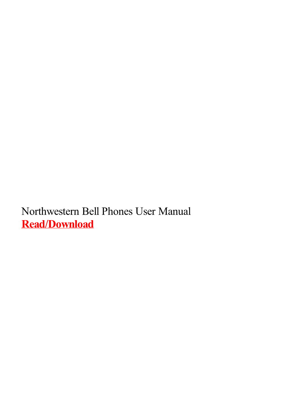 Northwestern Bell Phones User Manual