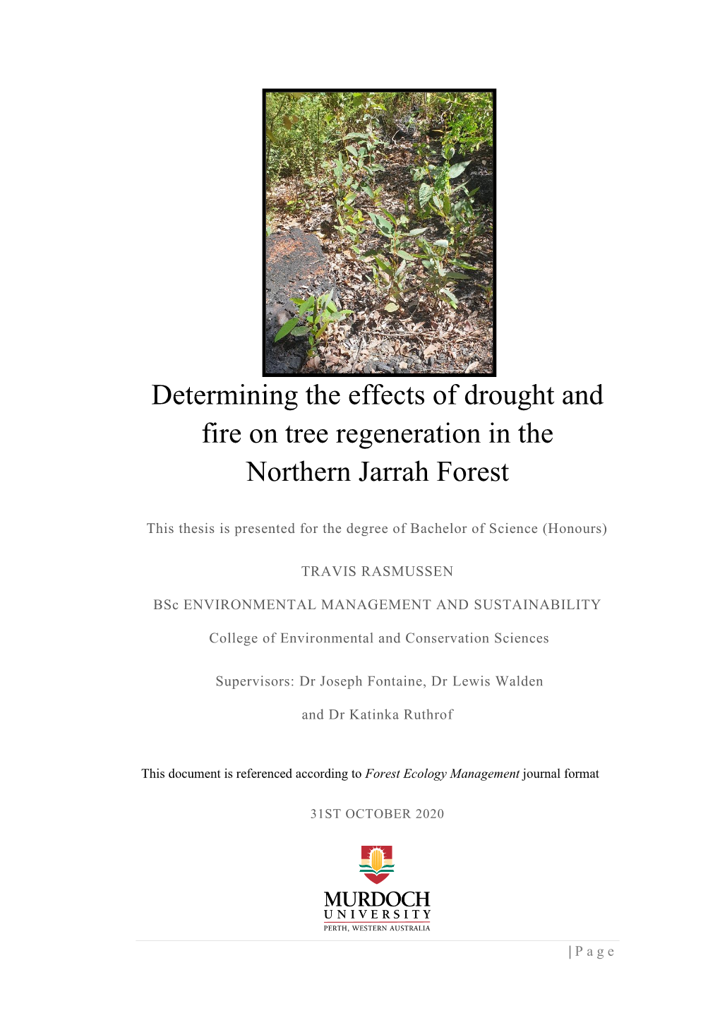 Determining the Effects of Drought and Fire on Tree Regeneration in the Northern Jarrah Forest