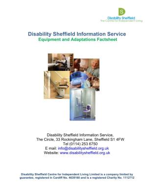 Disability Sheffield Information Service Equipment and Adaptations Factsheet