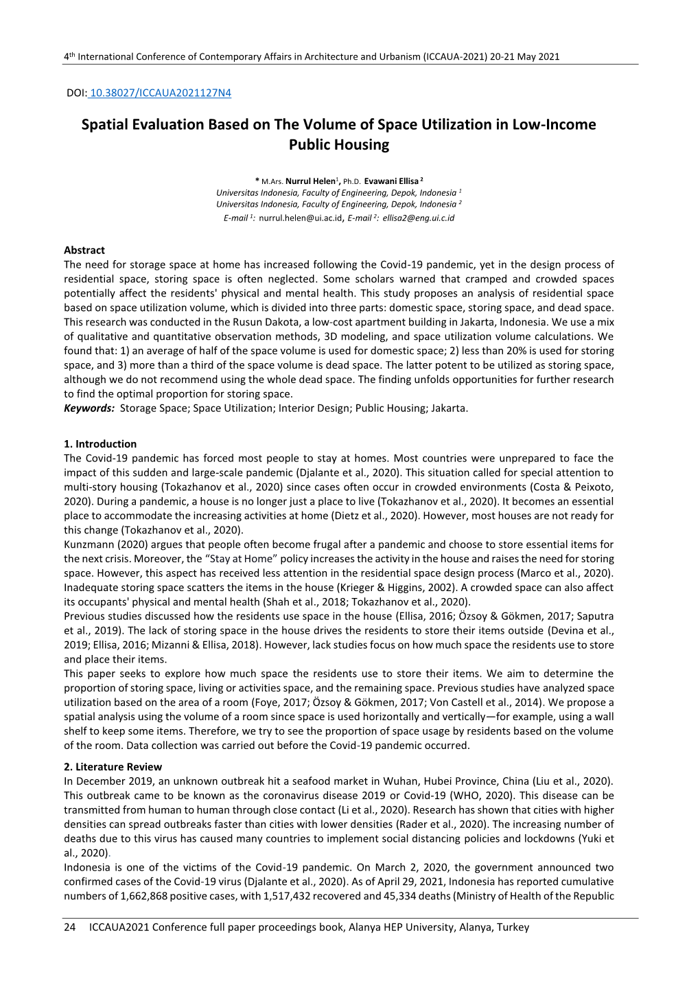 Spatial Evaluation Based on the Volume of Space Utilization in Low-Income Public Housing