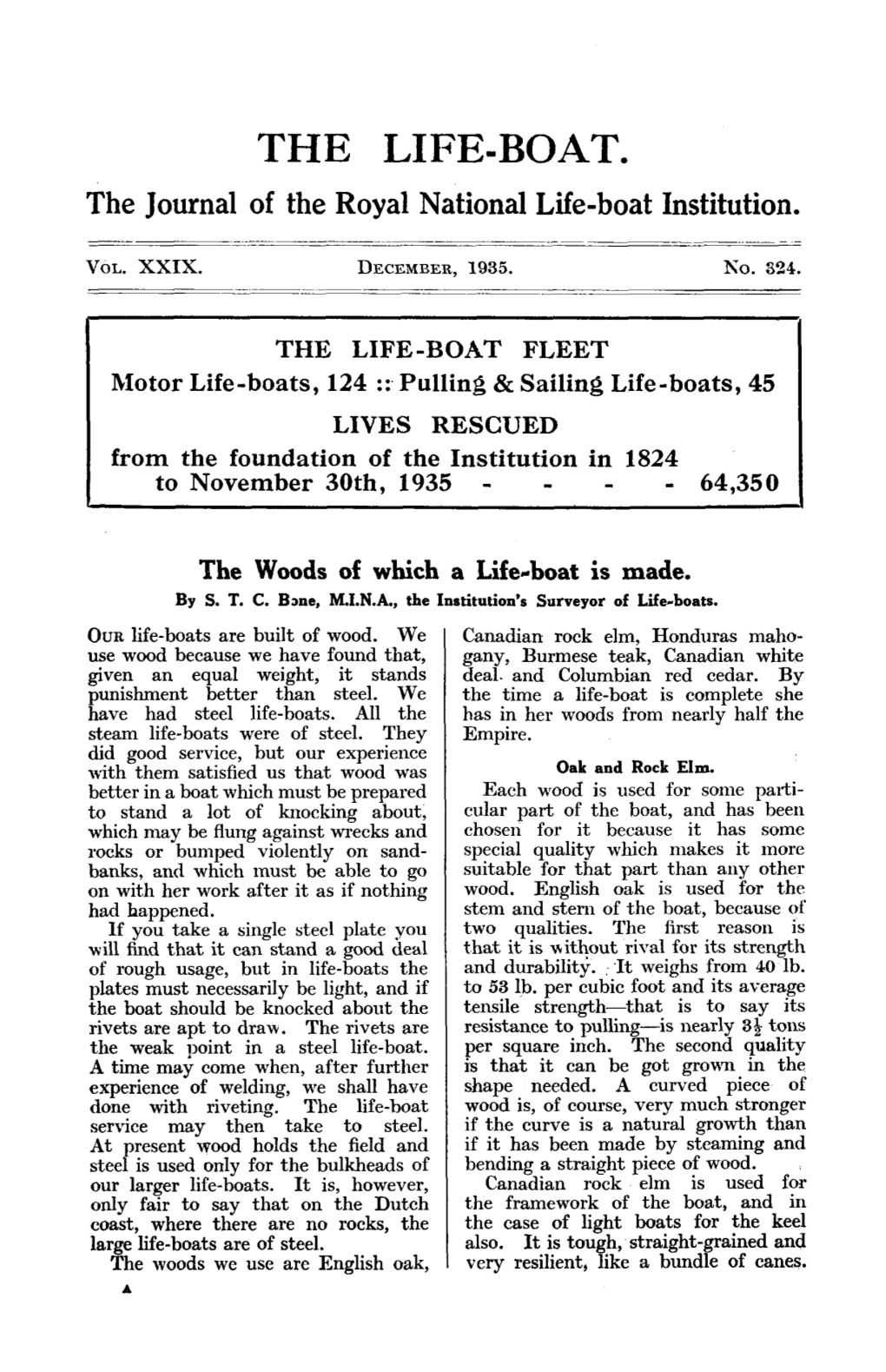 THE LIFE-BOAT. the Journal of the Royal National Life-Boat Institution