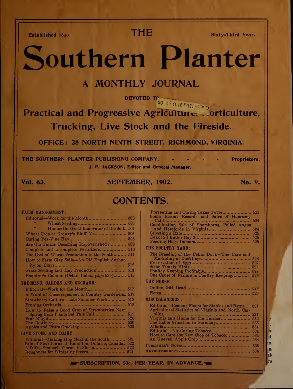 Southern Planter a MONTHLY JOURNAL