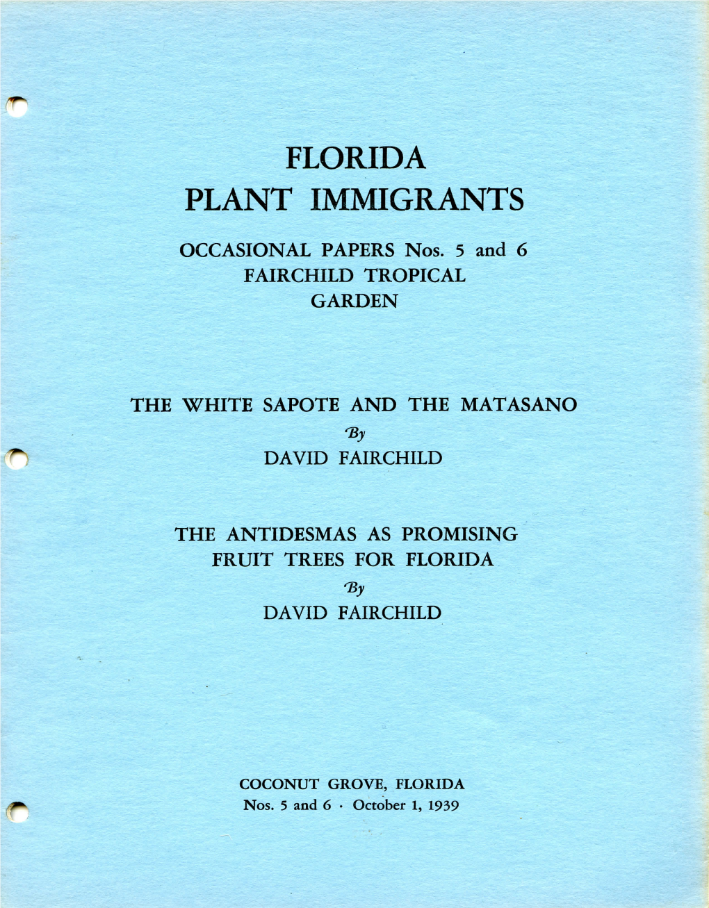 Florida Plant Immigrants