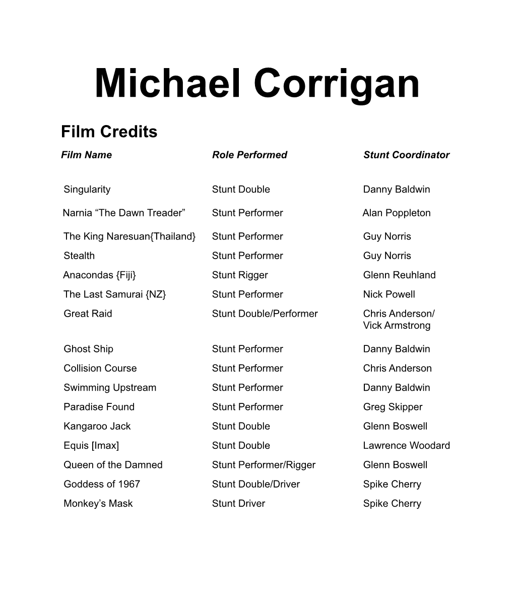 Michael Corrigan Resume in Arial 2