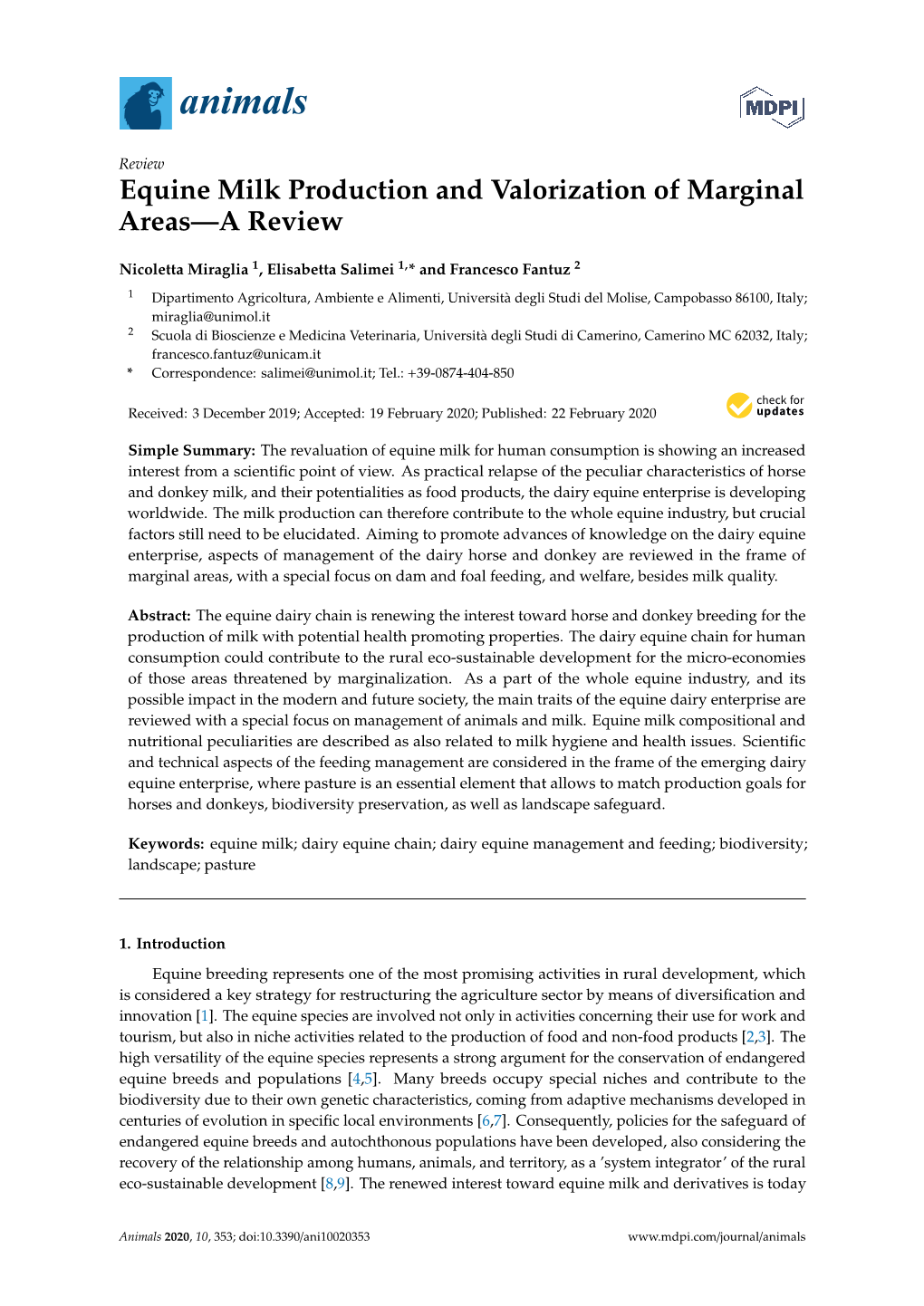 Equine Milk Production and Valorization of Marginal Areas—A Review