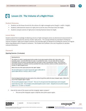 Lesson 23: the Volume of a Right Prism