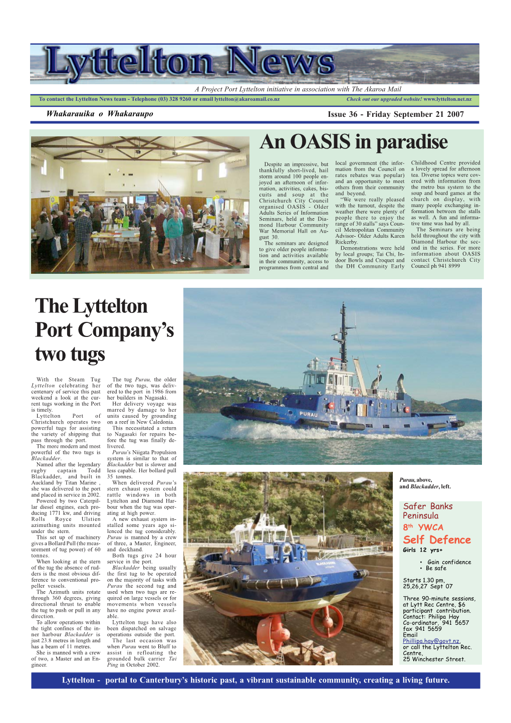 An OASIS in Paradise the Lyttelton Port Company's Two Tugs