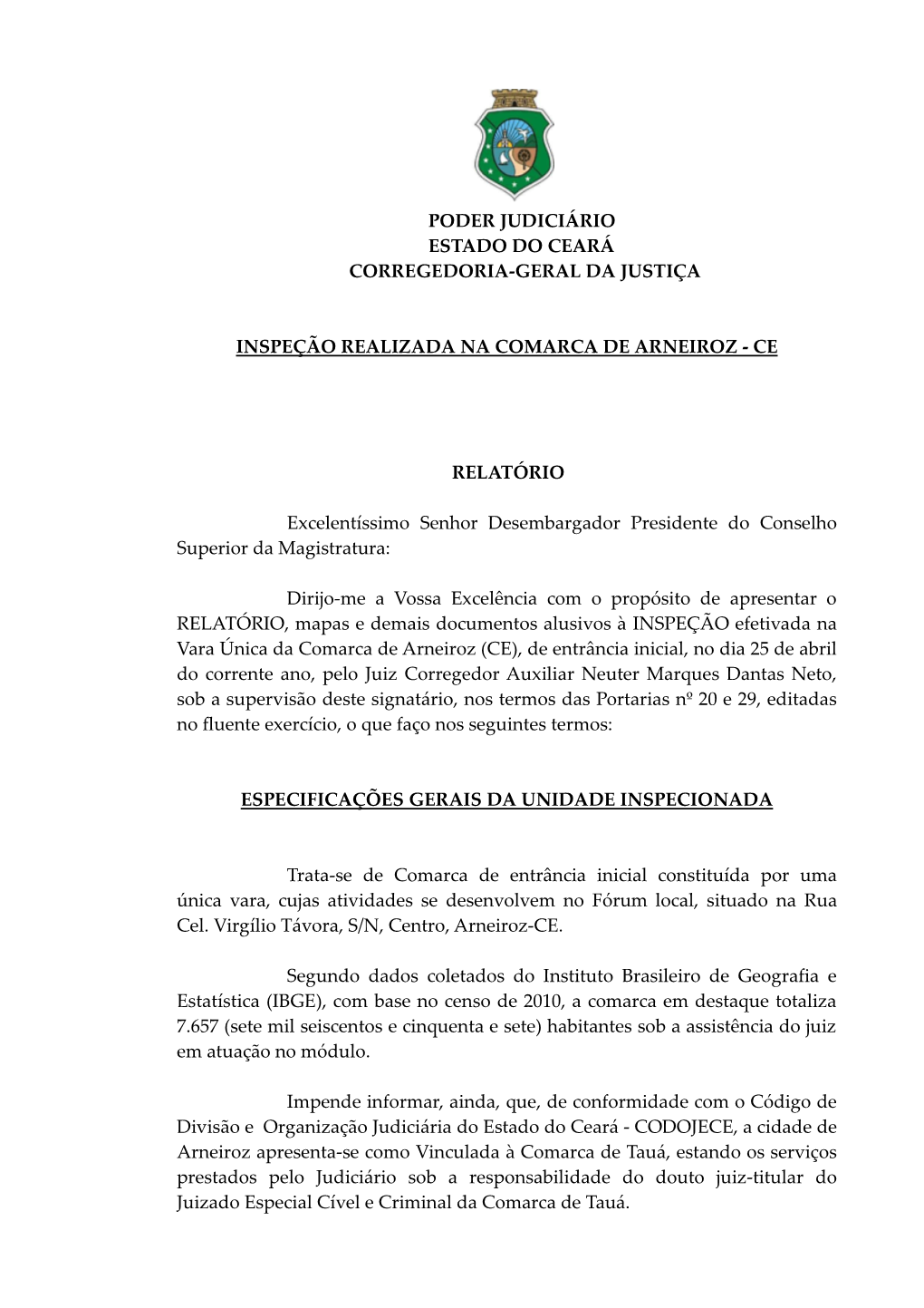 Poder Judiciário Estado Do Ceará Corregedoria-Geral Da Justiça